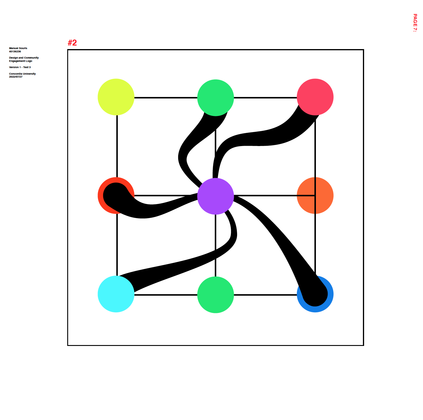 Logo design process for the Design and Community Engagement initiative run by Israel Dupuis at Concordia University.