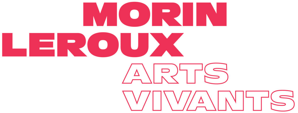 Typographic logo displaying the words Morin, Leroux, Arts, Vivants on top of eachother